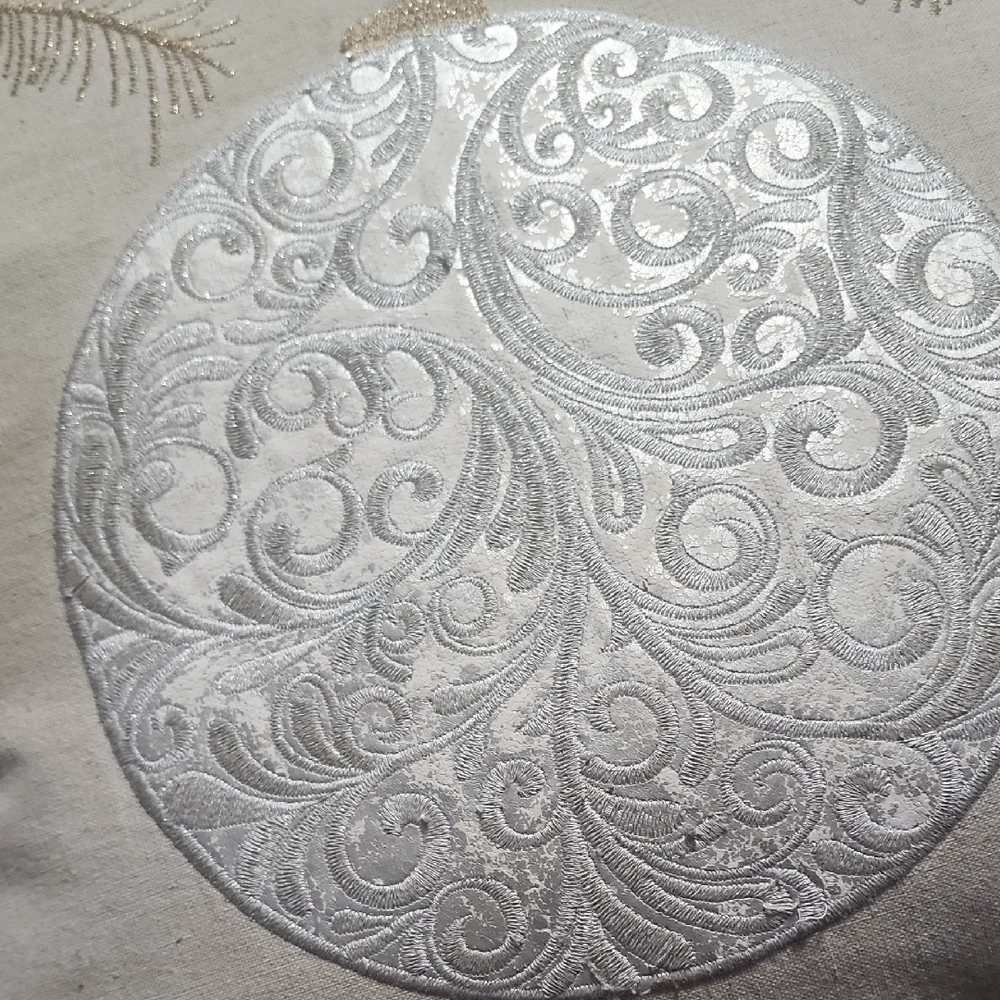 Beige and Silver Accent Pillows